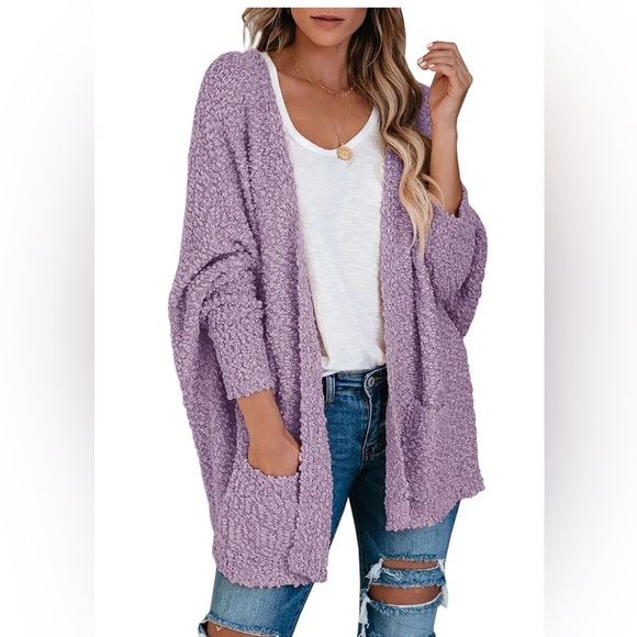 Purple Umgee Overaized Lavendar Cardigan with pockets - Picture 1 of 7